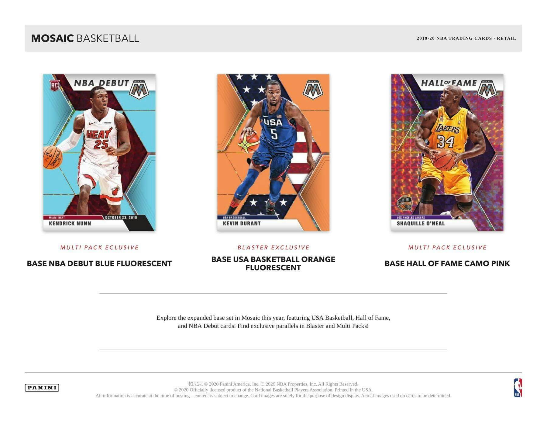 2019/20 Panini Mosaic Basketball Cello 12-Pack Box (Pink Camo Prizms)